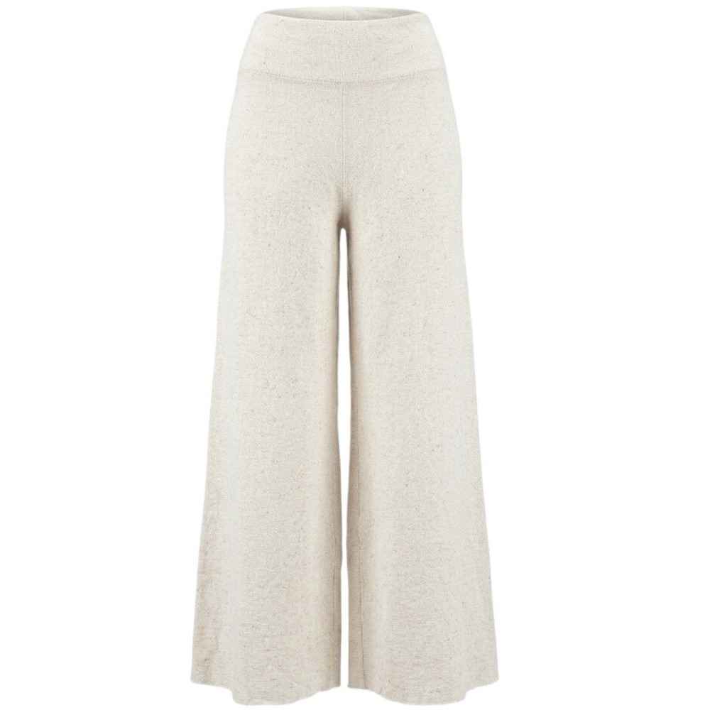WE-AR Women Natural Beige 100% Cotton Wide Leg Yoga Lounge Pants Size Large